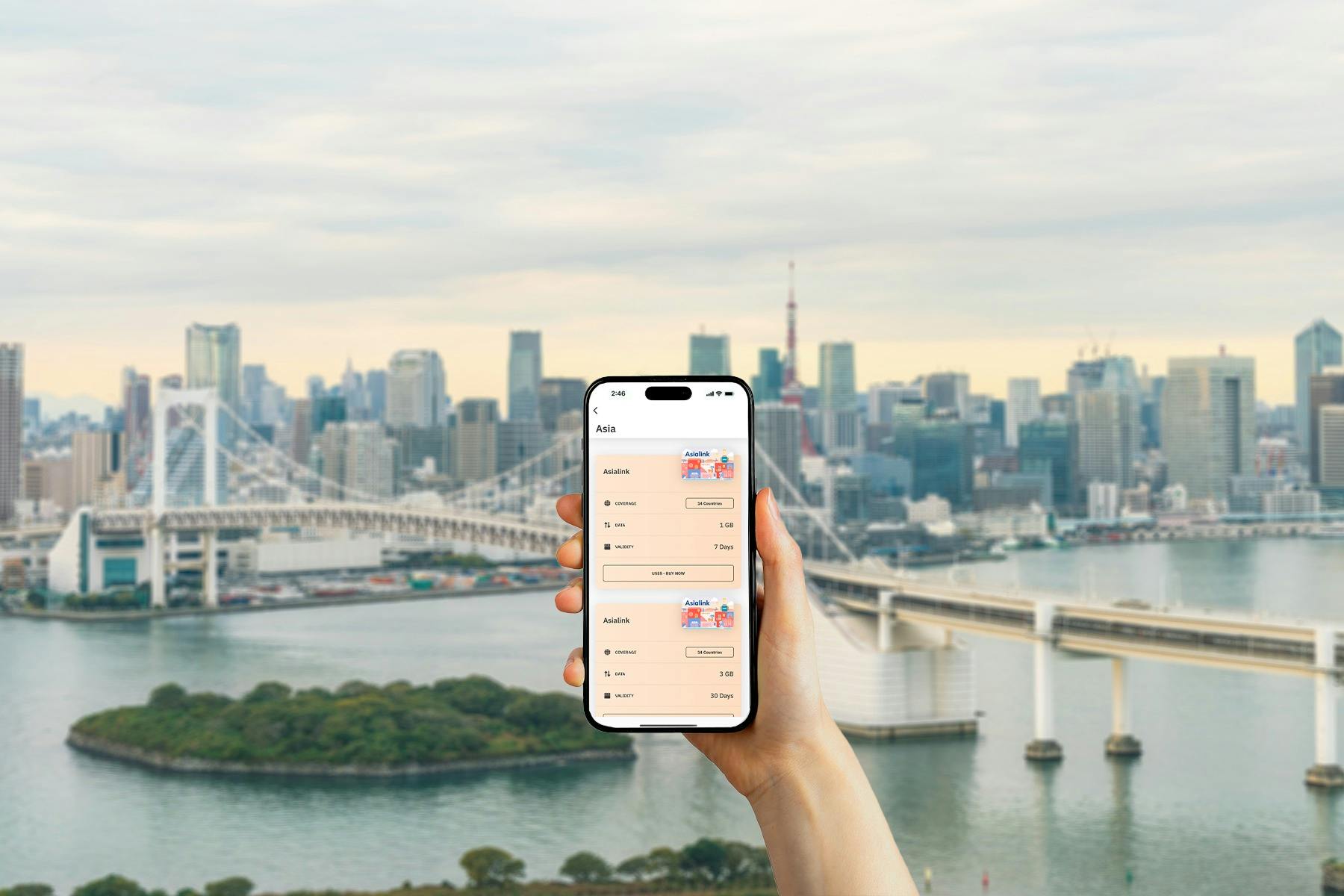 eSIM - Asijská oblast | pokrývá 14 asijských zemí