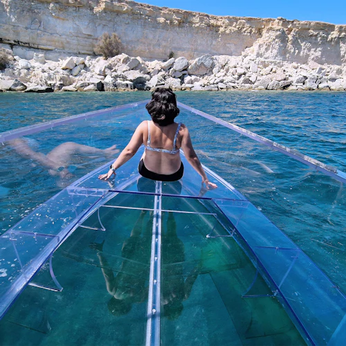 Syracuse: Coast & Sea Caves Transparent Boat Tour + Swim Stop