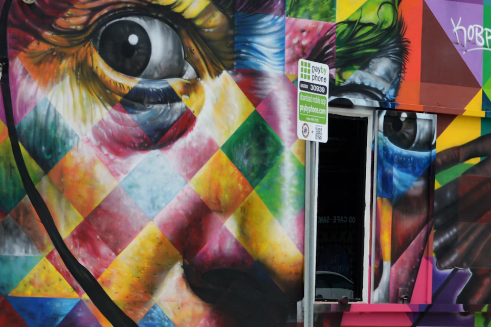 A colorful street art mural