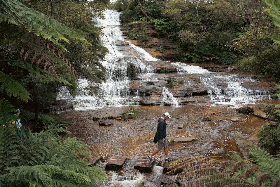 The stepping stones at the bottom of the amazing Katoomba Cascade Falls