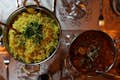 Portion de dégustation dans un restaurant indien participant