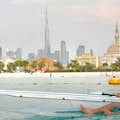 See through kayak with a view of Burj Khalifa while kayaking in Dubai.