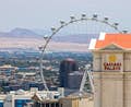 View of the Linq High Roller with mountains in the background