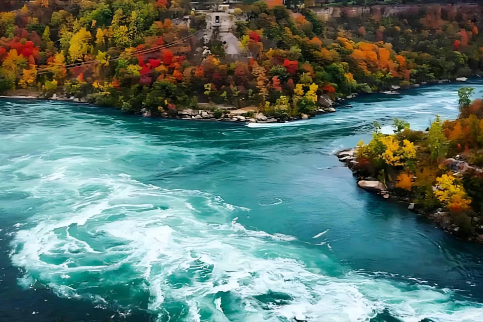 The beautiful colors of the Niagara Whirlpool in the fall season.