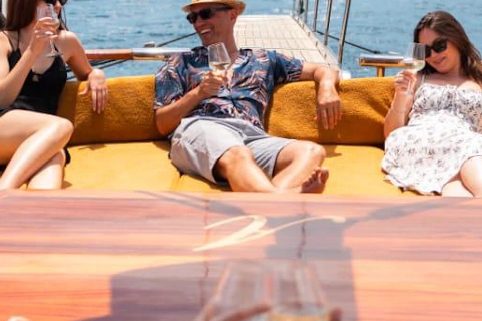 Having fun, drinking with a view
