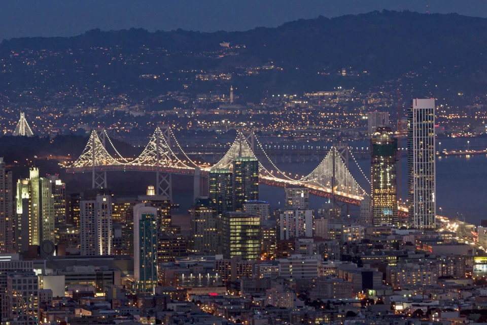 Bay Bridge at night