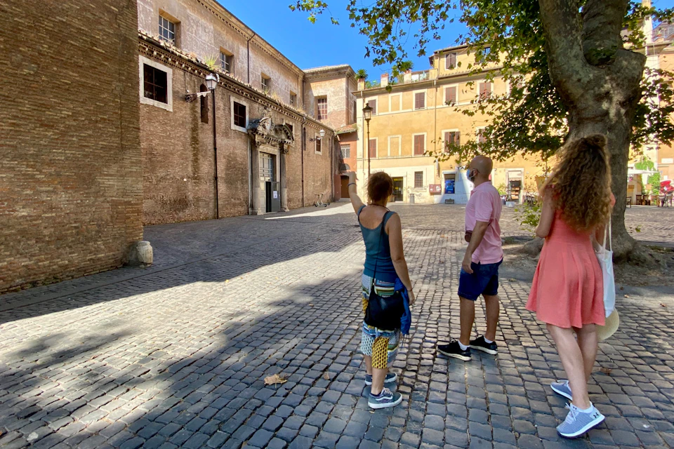 Outside the Basilica of Saint Crisogono in Trastevere, Rome