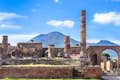 Pompeii and Vesuvius behind