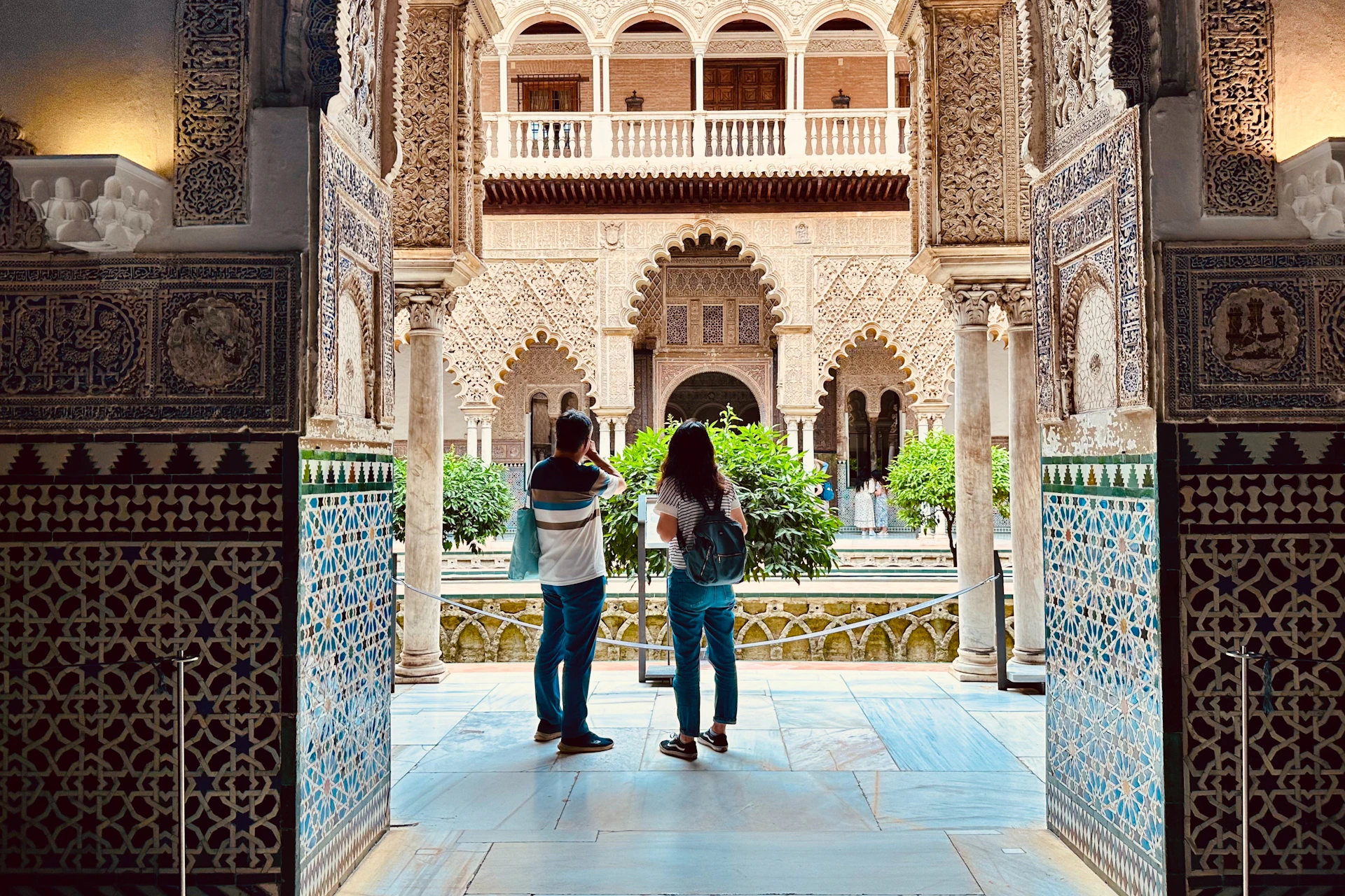 Guests exploring the Alcazar of Seville after the tour