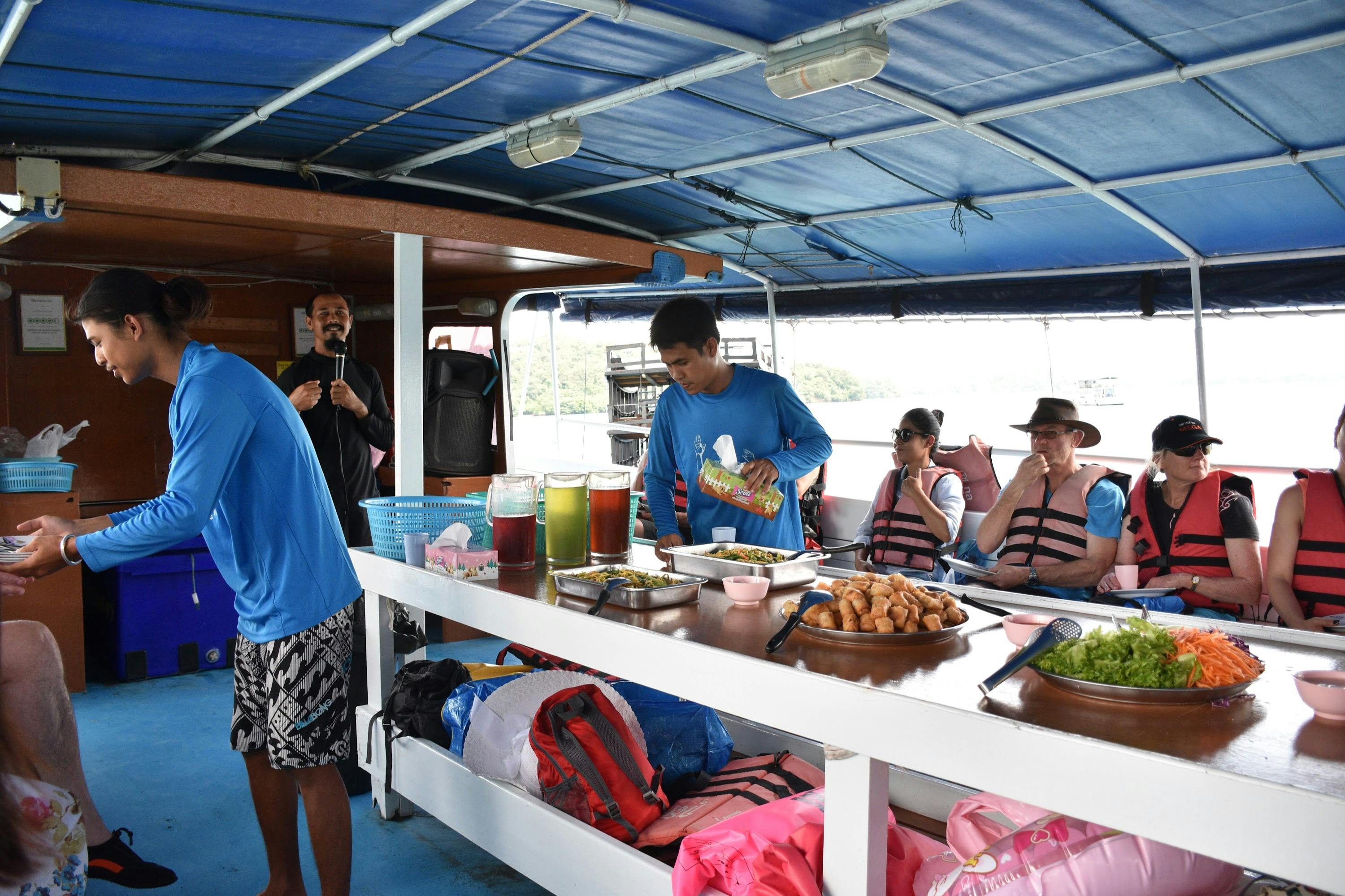 Enjoy a light lunch on the escort boat