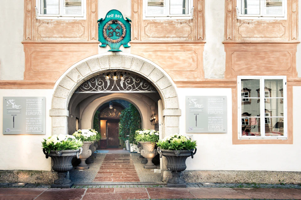 Entrance to Mozart Dinner Concert at St. Peter's Stiftskulinarium