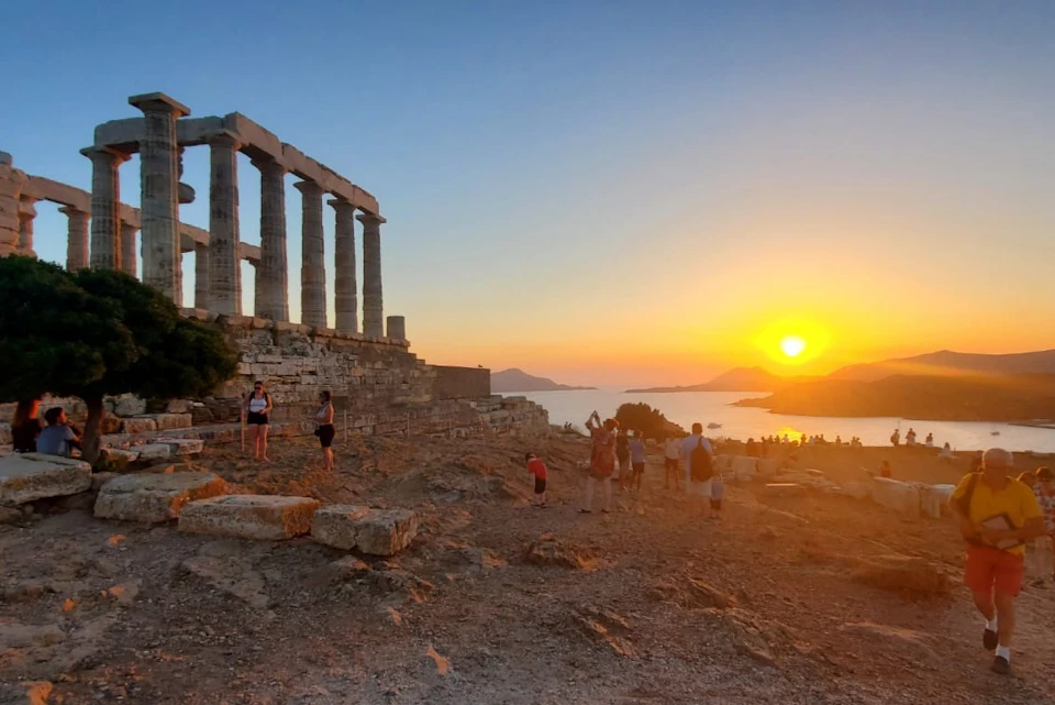sunset at Sounio & Temple of Poseidon