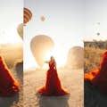 Sesja zdjęciowa o wschodzie słońca z balonami na gorące powietrze