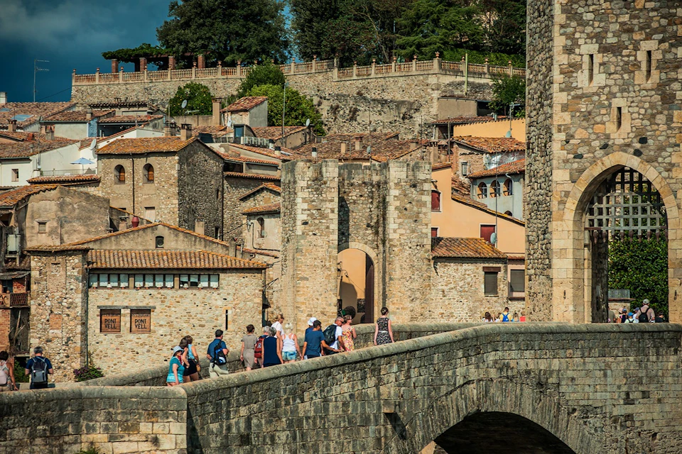 Crossing the bridge into Besalu.