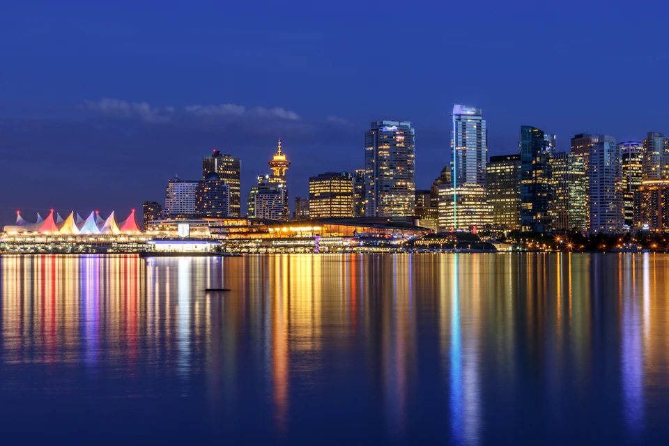 The Downtown Vancouver Waterfront at Night