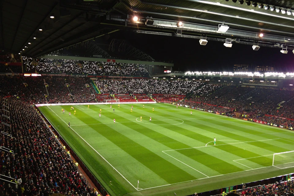 Corner view of the field in the Old Trafford stadium