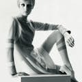 Twiggy wearing a mod minidress by Louis Féraud and leather shoes by François Villon