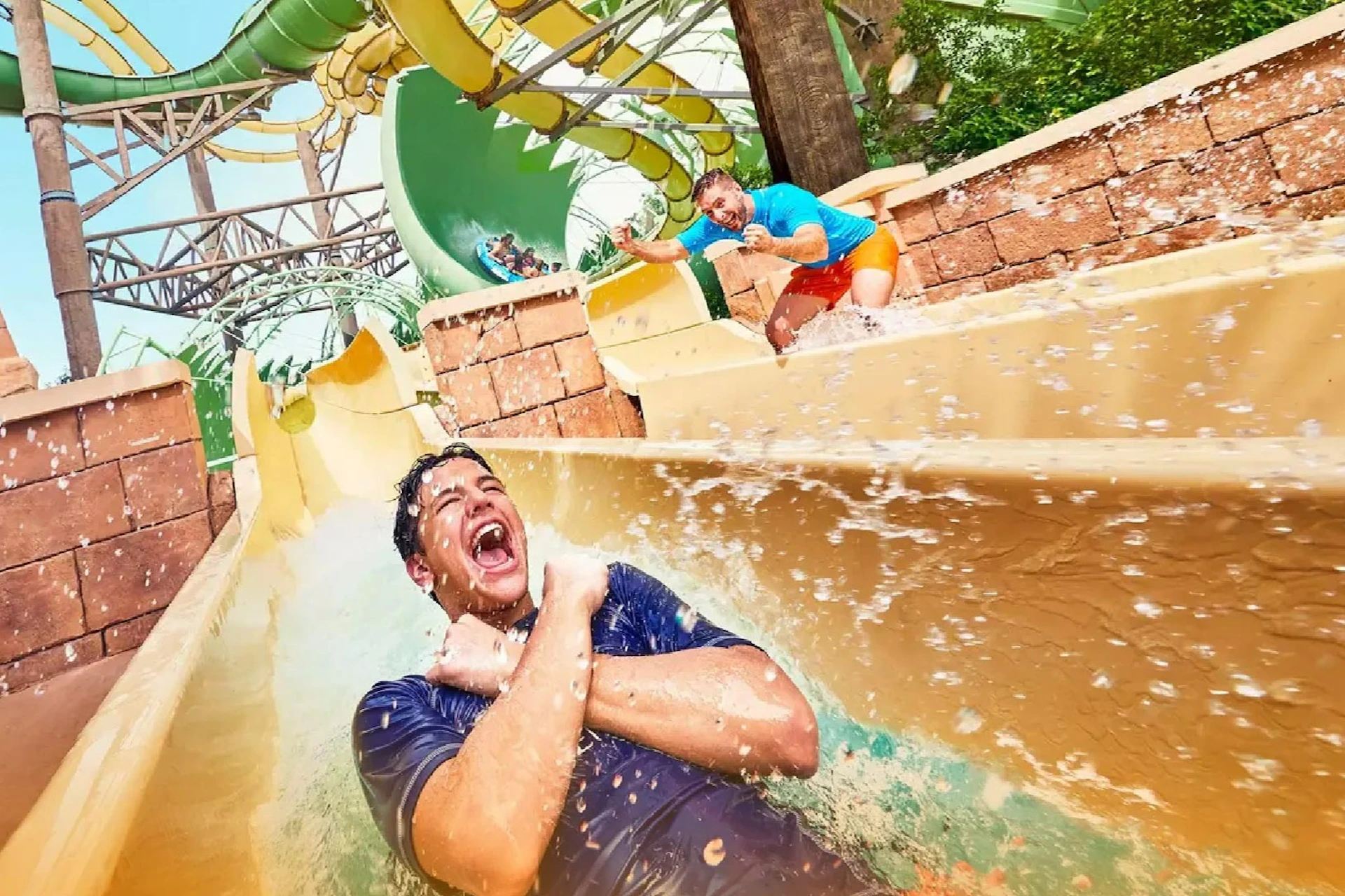 Experience thrilling rides from the Tower of Poseidon with extreme water slides.