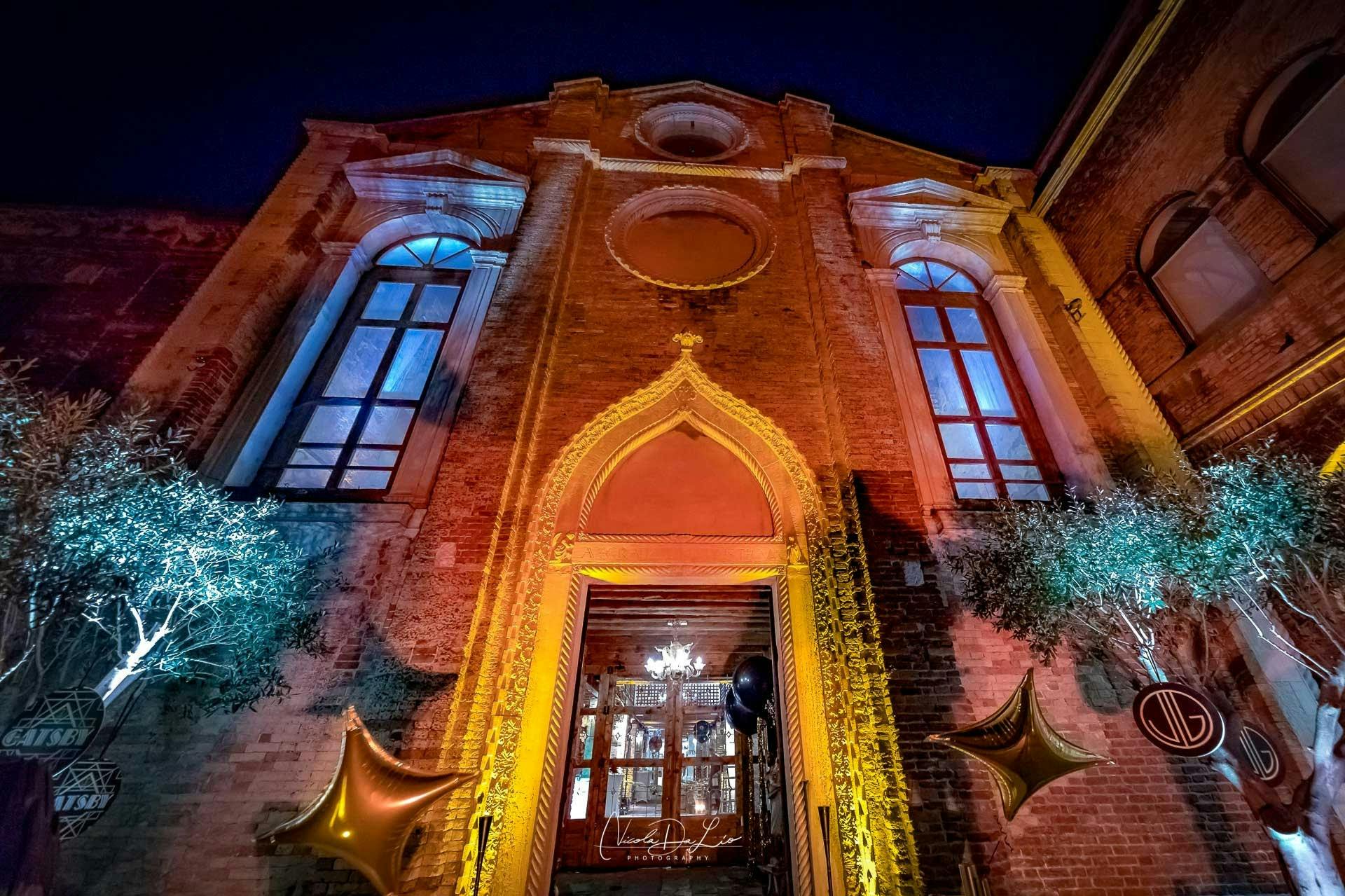 The facade of The Glass Cathedral where our Ball takes place
