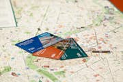 Images of the VTcard on a city map.