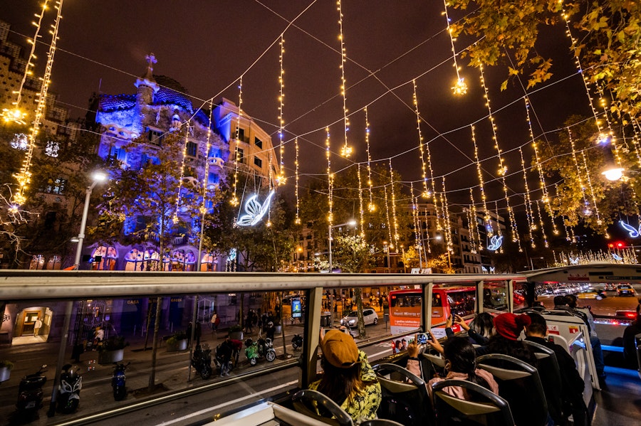 Julbelysning‑bussrundtur Barcelona