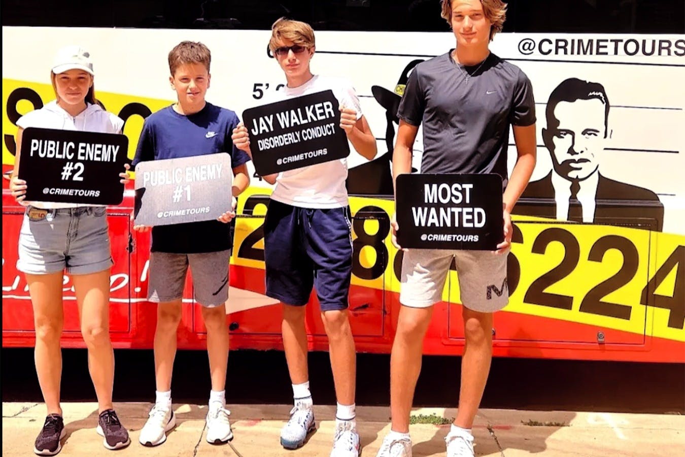 Line up for a crime tour mugshot photo op!