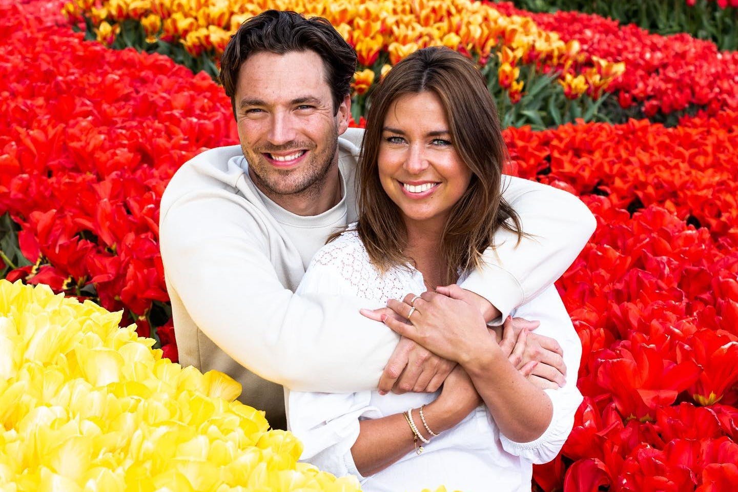 Couple in tulip field
