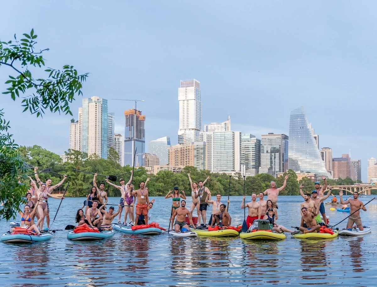 Giant Paddleboarding at Sunset with Bats