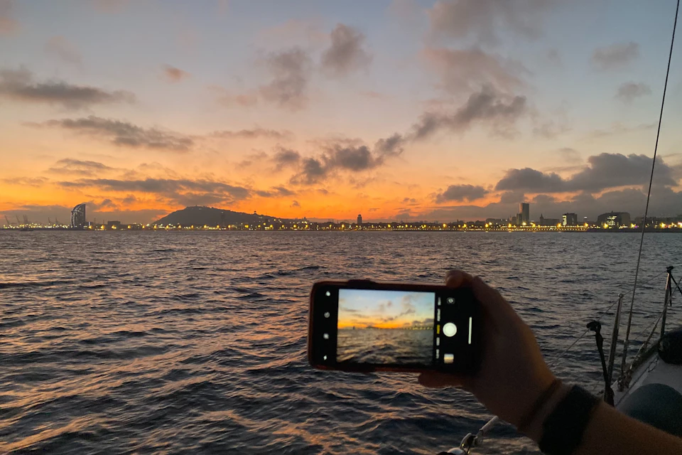 Taking pictures of the sunset.