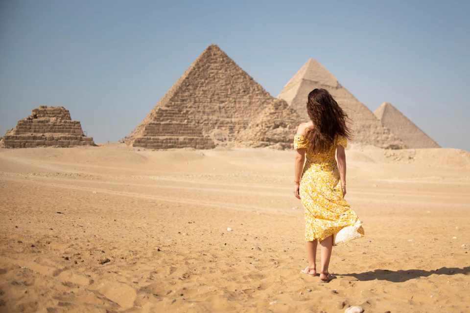 Panoramic view of the Pyramids of Giza