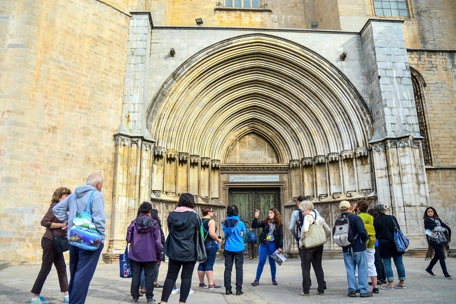 Group visiting the exterior of the cathedral 