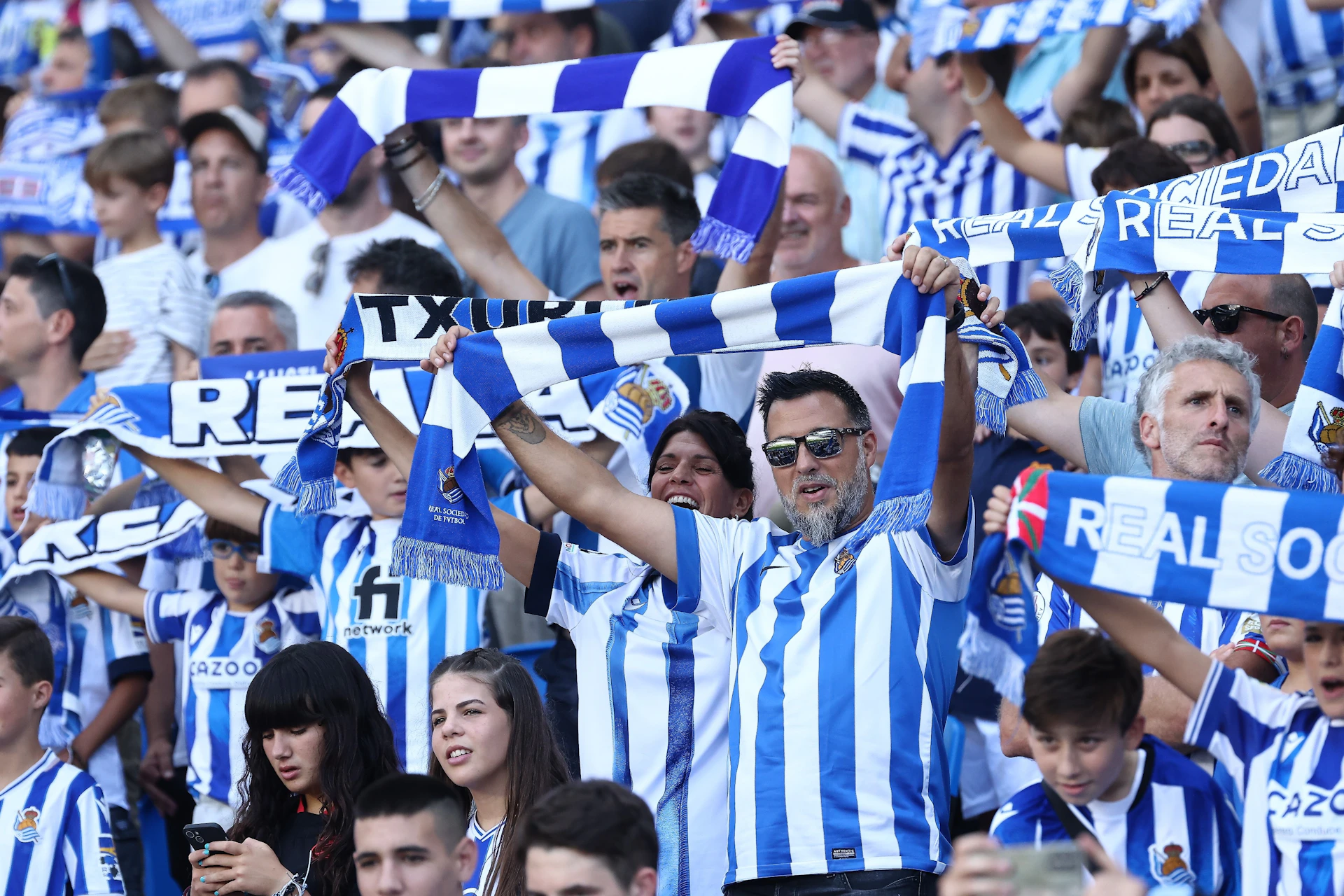 Fans of Real Sociedad celebrating