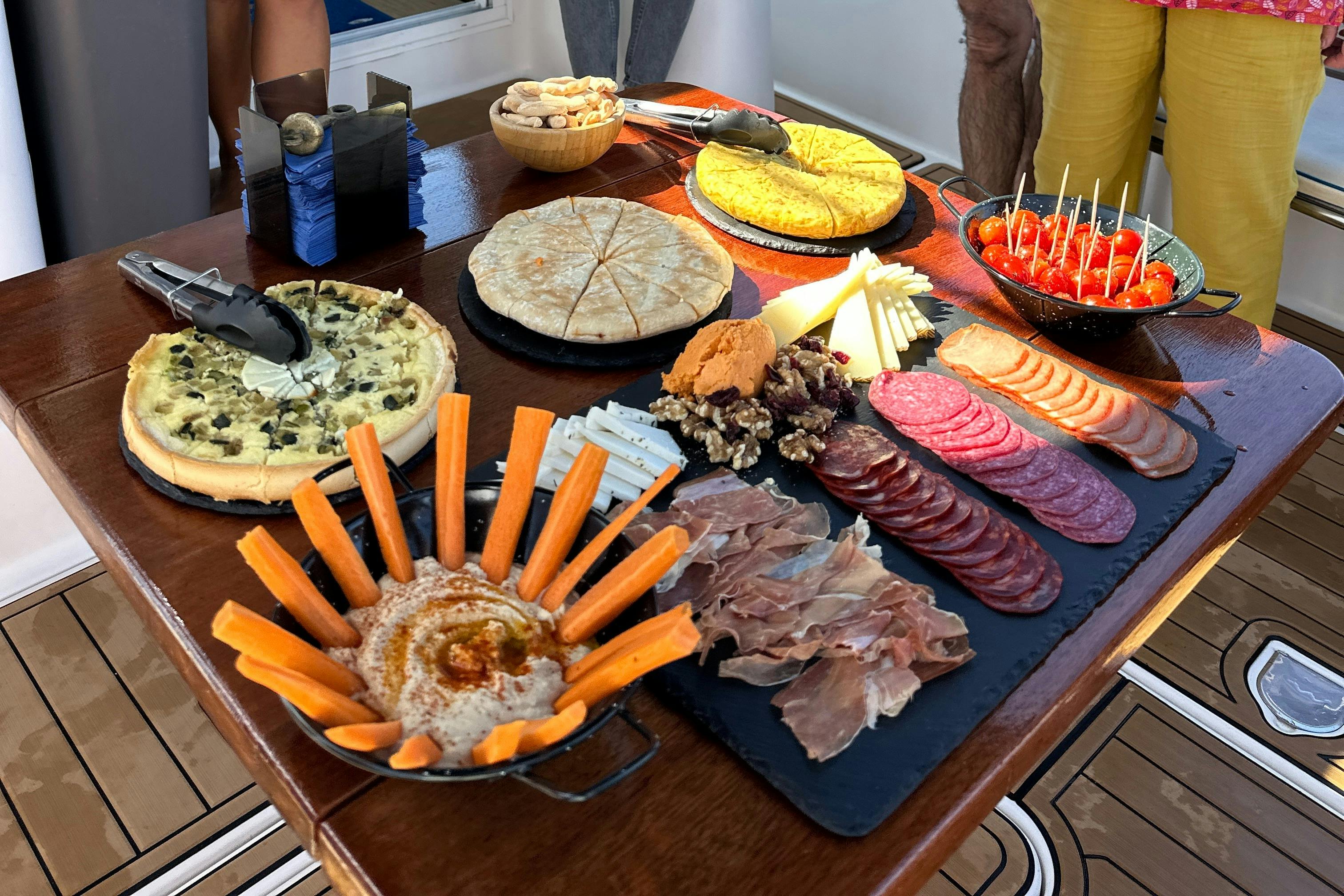 Tapas menu served onboard