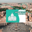 Carta City Pass digitale sovrapposta a una vista aerea di Piazza San Pietro, circondata da edifici e verde.
