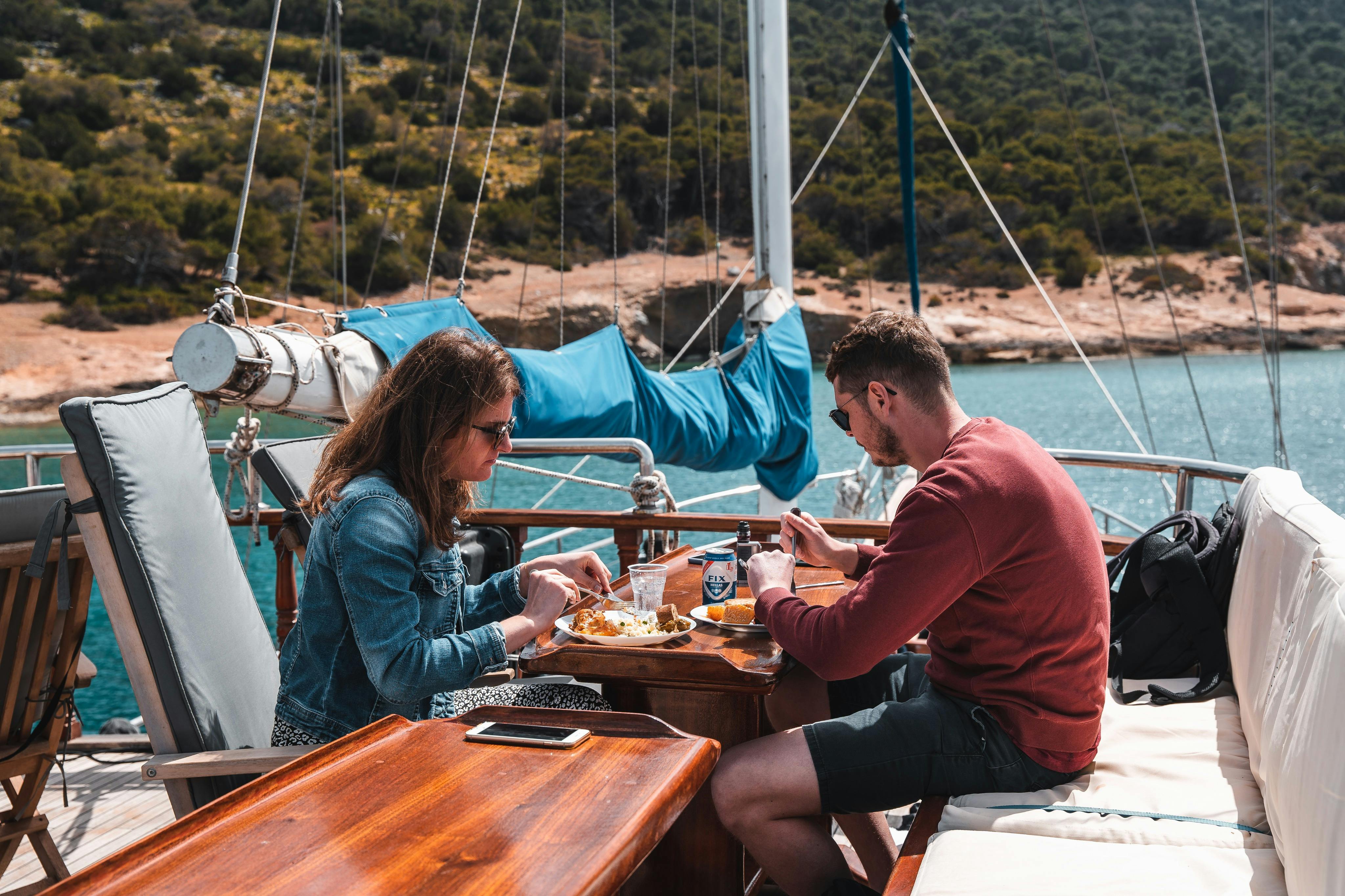 Athens Riviera: 5-Hr Sunset Cruise with Dinner, Drinks & Swim Stop 2