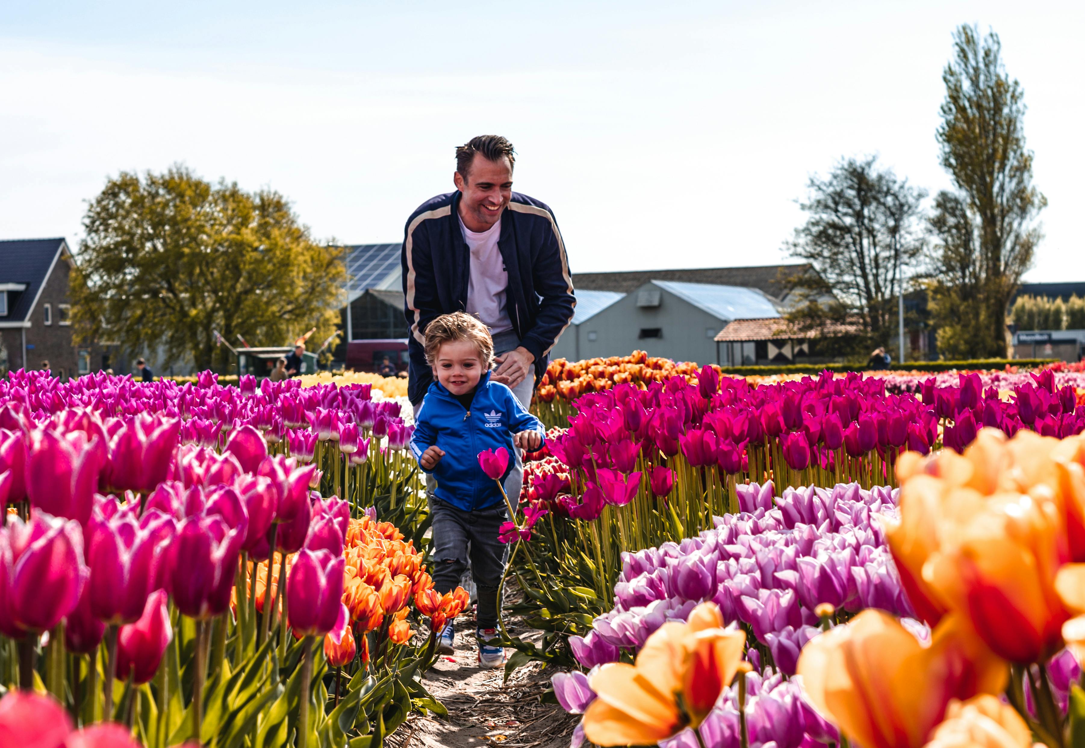 Having fun in a special tulip field