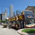 tourist hop-on hop-off bus in downtown chicago