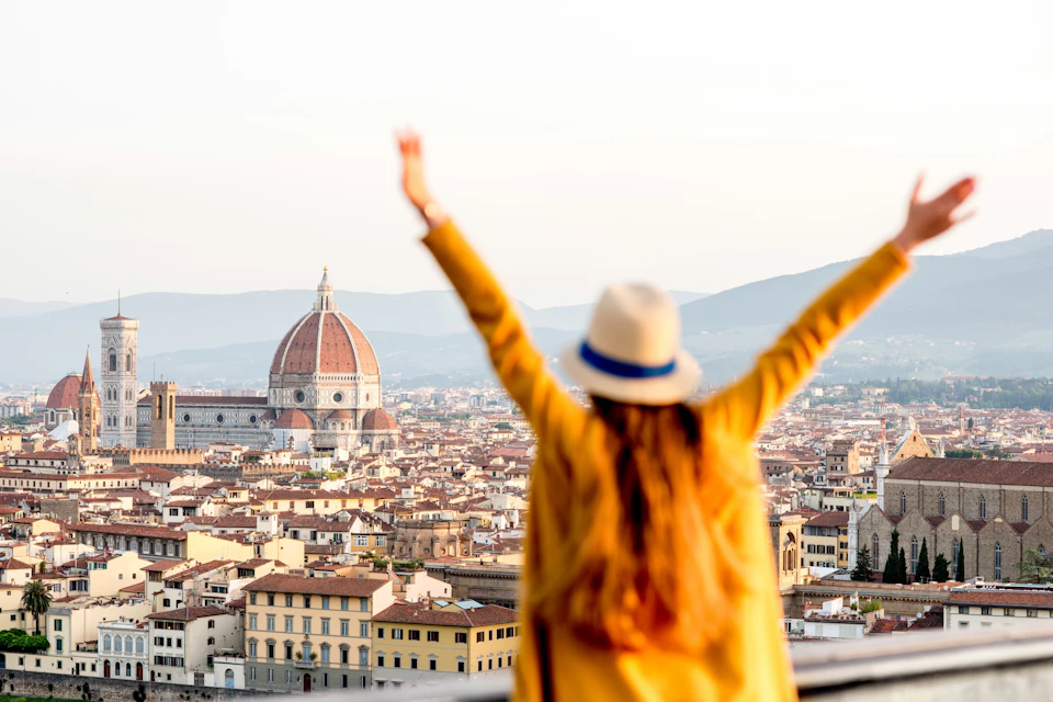 girl at viewpoint in Florence