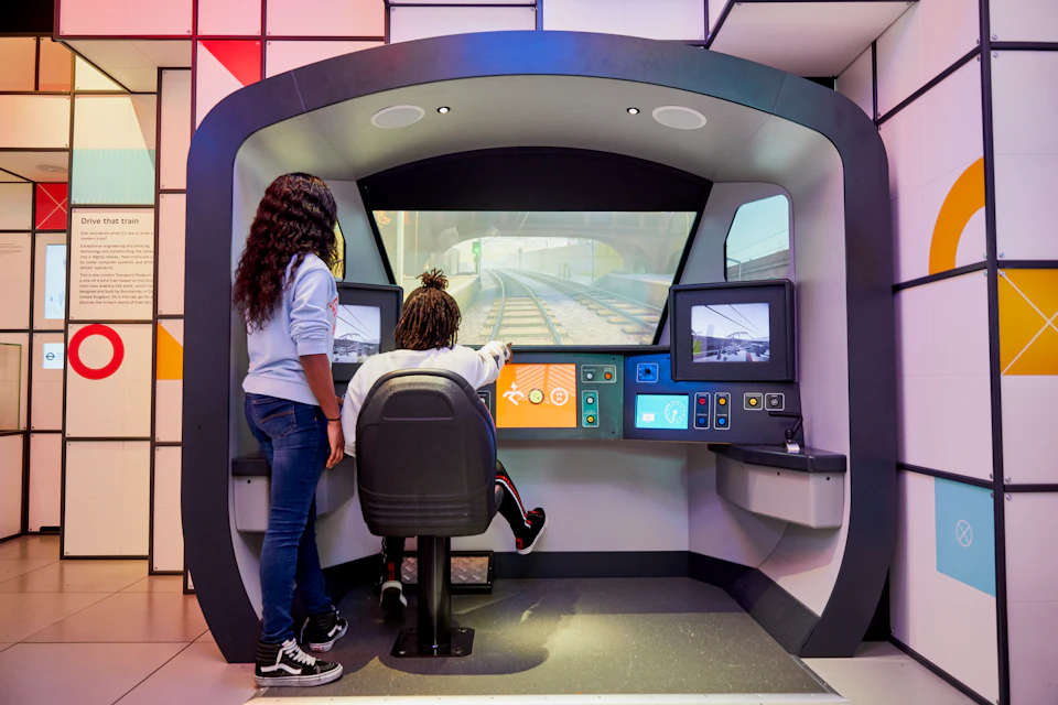 Interactive train driving experience in the Future Engineers gallery