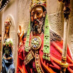 Afbeelding "God de Vader" en de "Maagd Maria" uit het Lam gods van Jan van Eyck