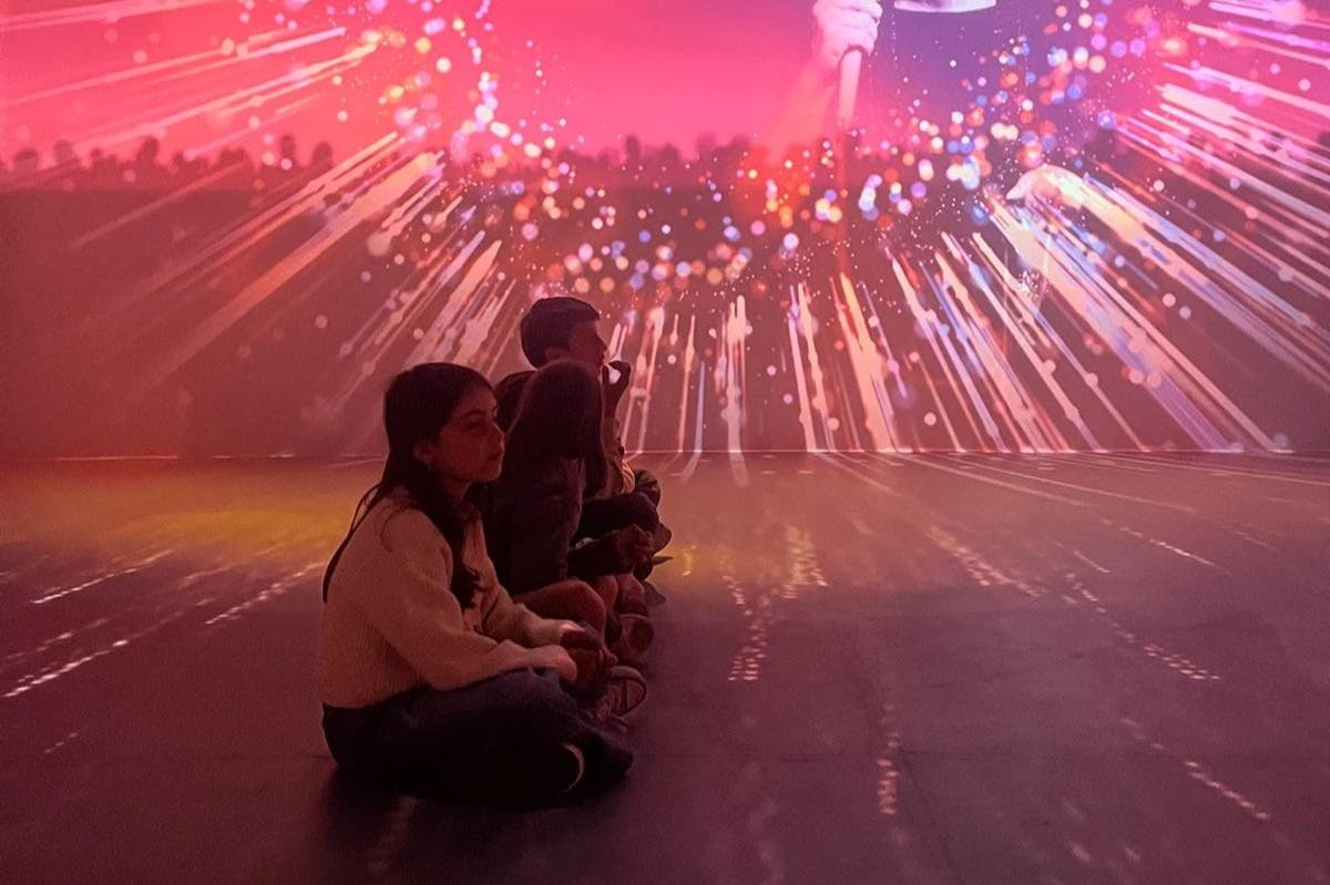 Kids enjoying the 360 projection