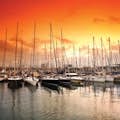 Sunset over the marina in Barcelona