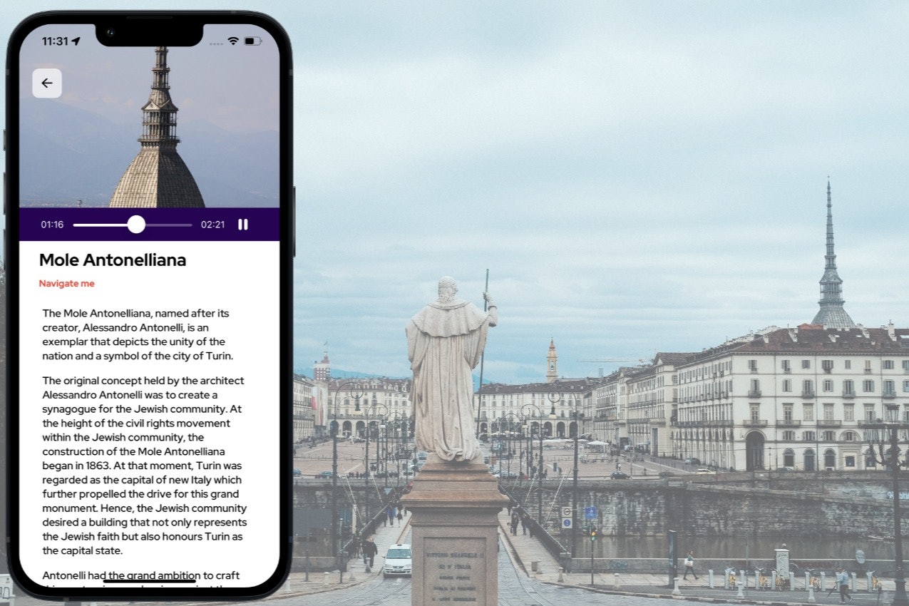 Tour de áudio autodirigido por Turim