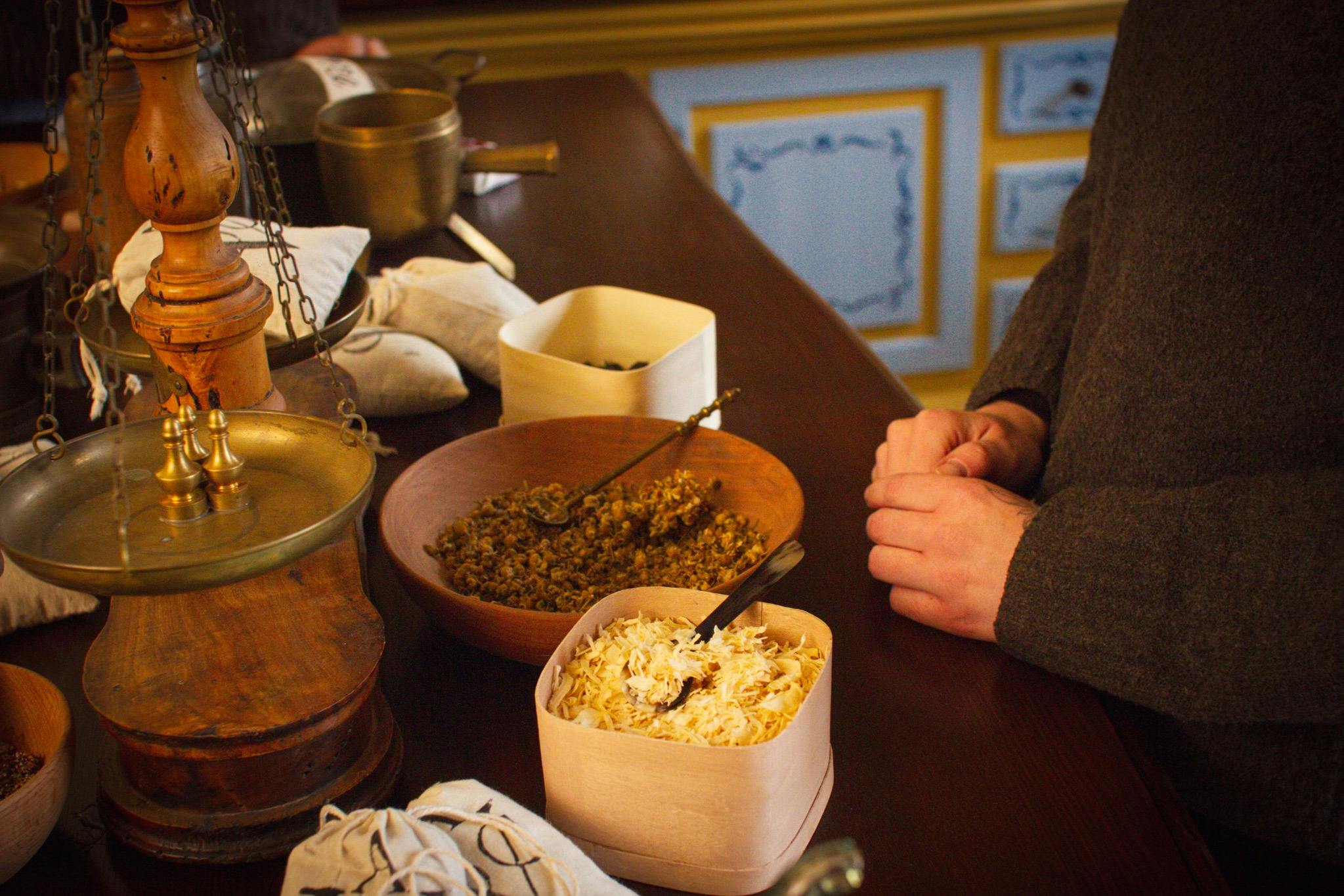 A selection of herbs and ingredients for making medicine.