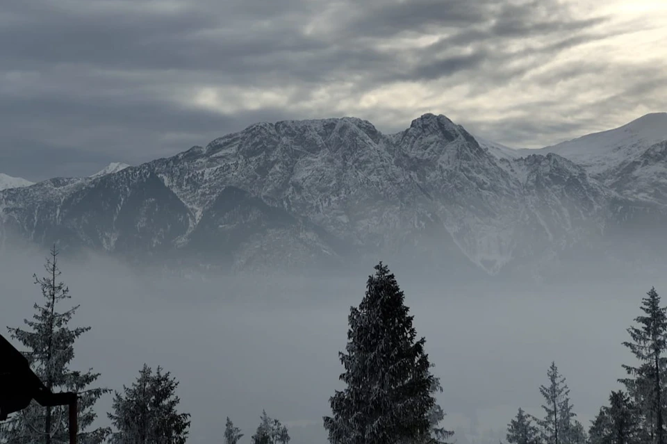 view from the cable car over the Tatra Mountains