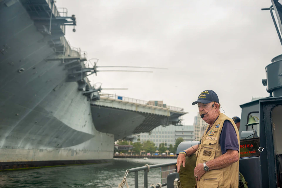 Swift boat Veteran narrates 75-minute Naval History tour for Maritime Museum of San Diego visitors.
