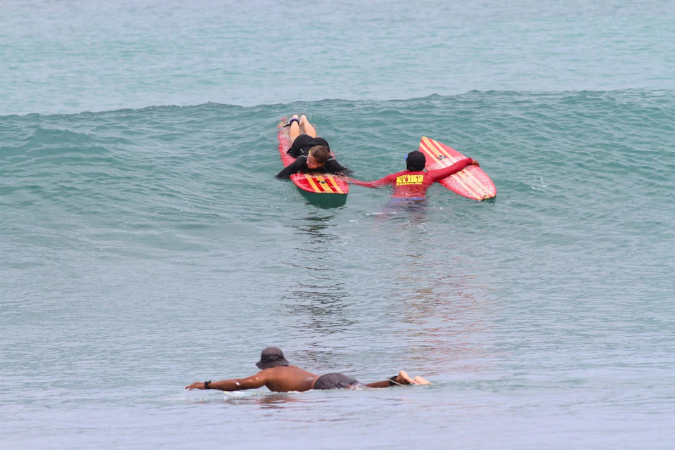 Waiting in the line up for a wave