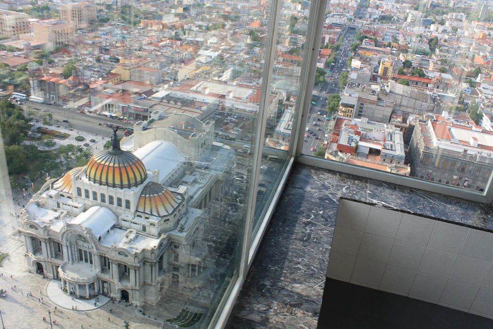 View of Palacio de las Bellas Artes from the 37th floor of Torre Latinoamericana.