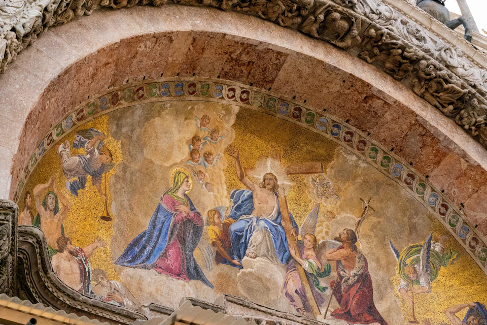 Detail of the mosaic facade
