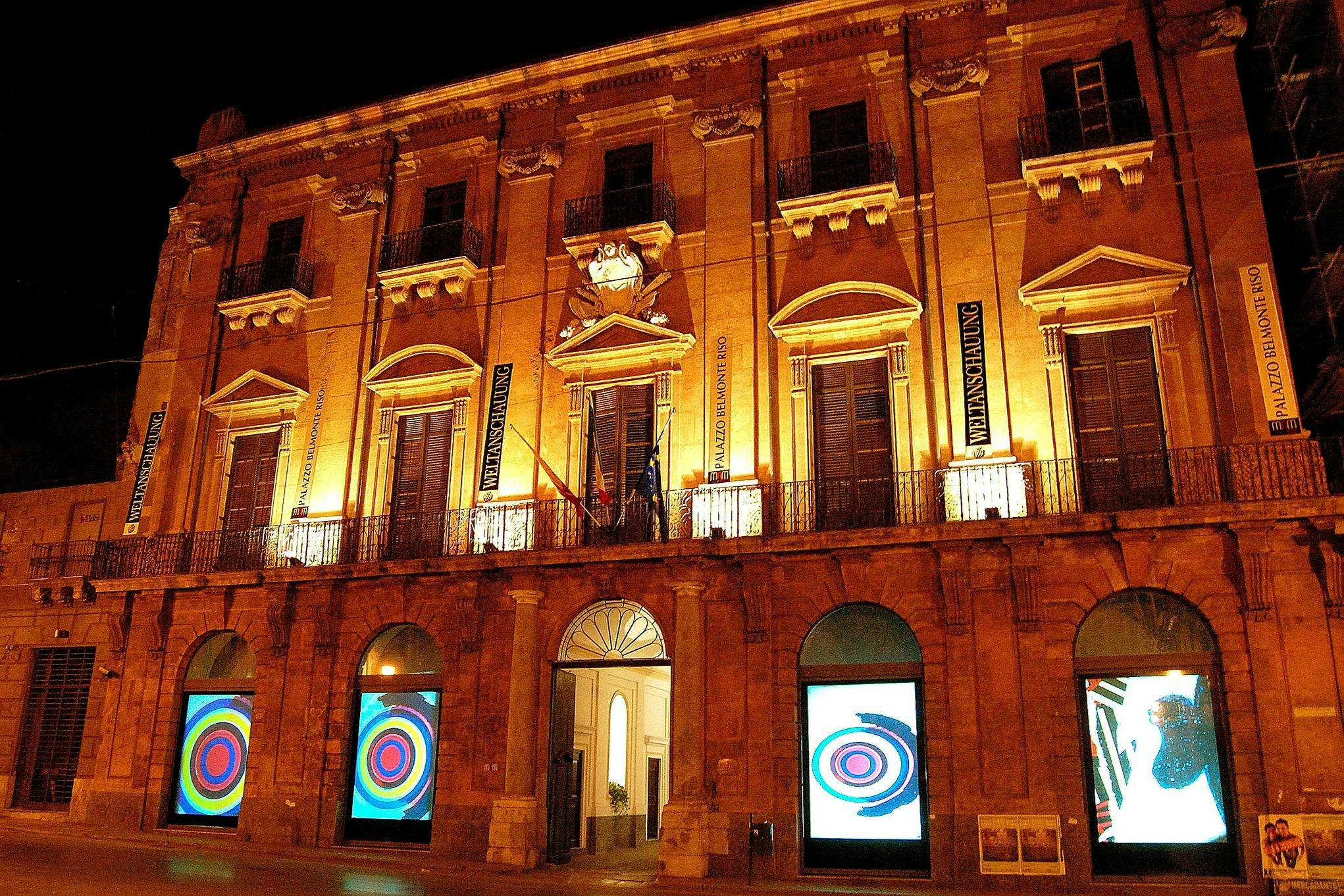Facade of Riso Palace at night